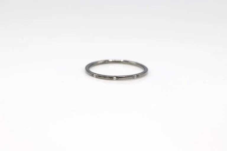 0.03cts-14k White Gold Black Rhodium Plated Band