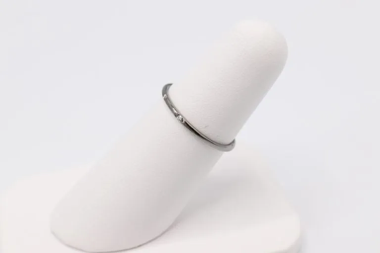 0.03cts-14k White Gold Black Rhodium Plated Band