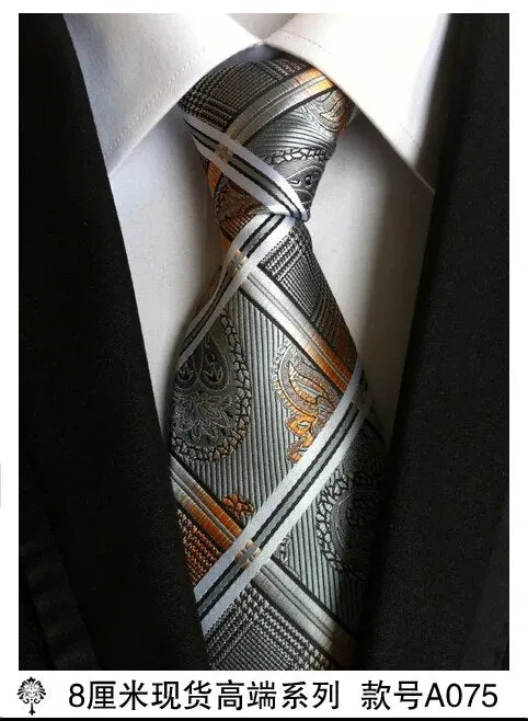 100% silk Thick cloth paisley tie for mens neckties designers fashion men ties 8cm navy and red striped tie wedding dress