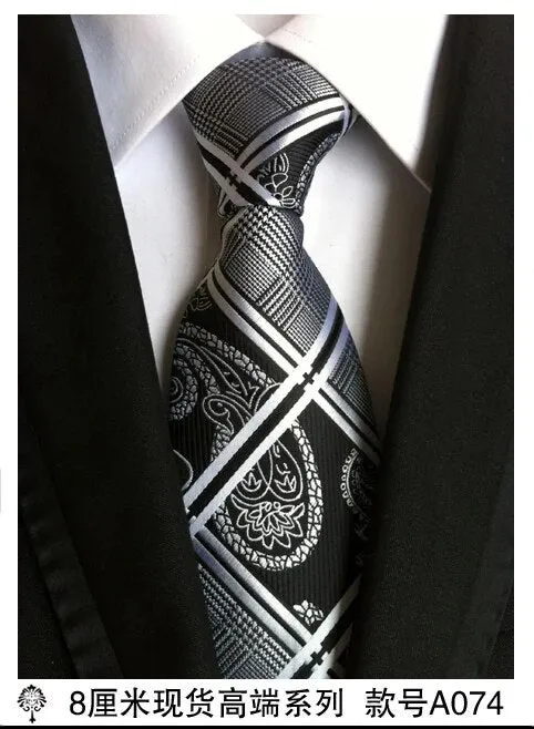 100% silk Thick cloth paisley tie for mens neckties designers fashion men ties 8cm navy and red striped tie wedding dress