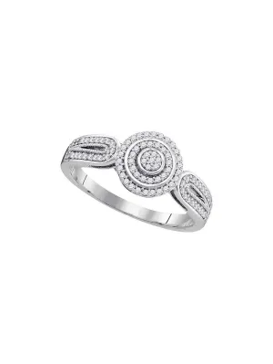 10kt White Gold Round Diamond Circle Cluster Bridal Wedding Engagement Ring 1/5 Cttw