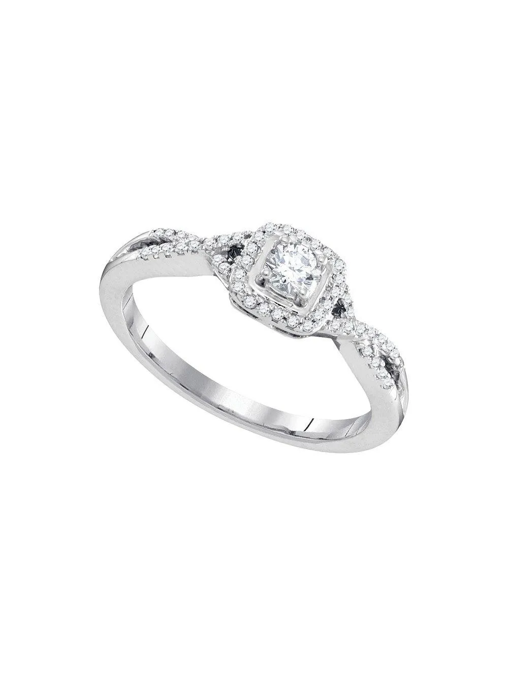 10kt White Gold Round Diamond Solitaire Twist Bridal Wedding Engagement Ring 1/3 Cttw