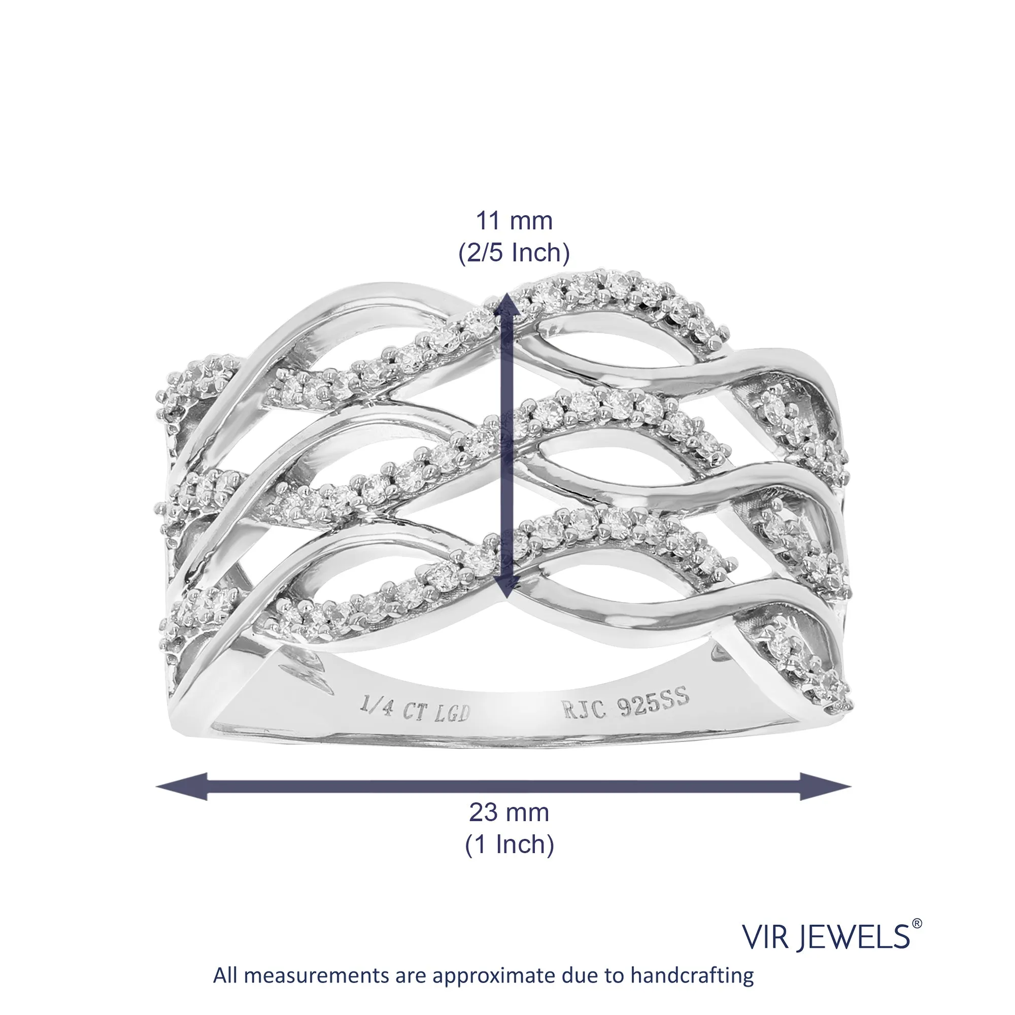 1/4 cttw Lab Grown Diamond Infinity Wedding Band Sterling Silver