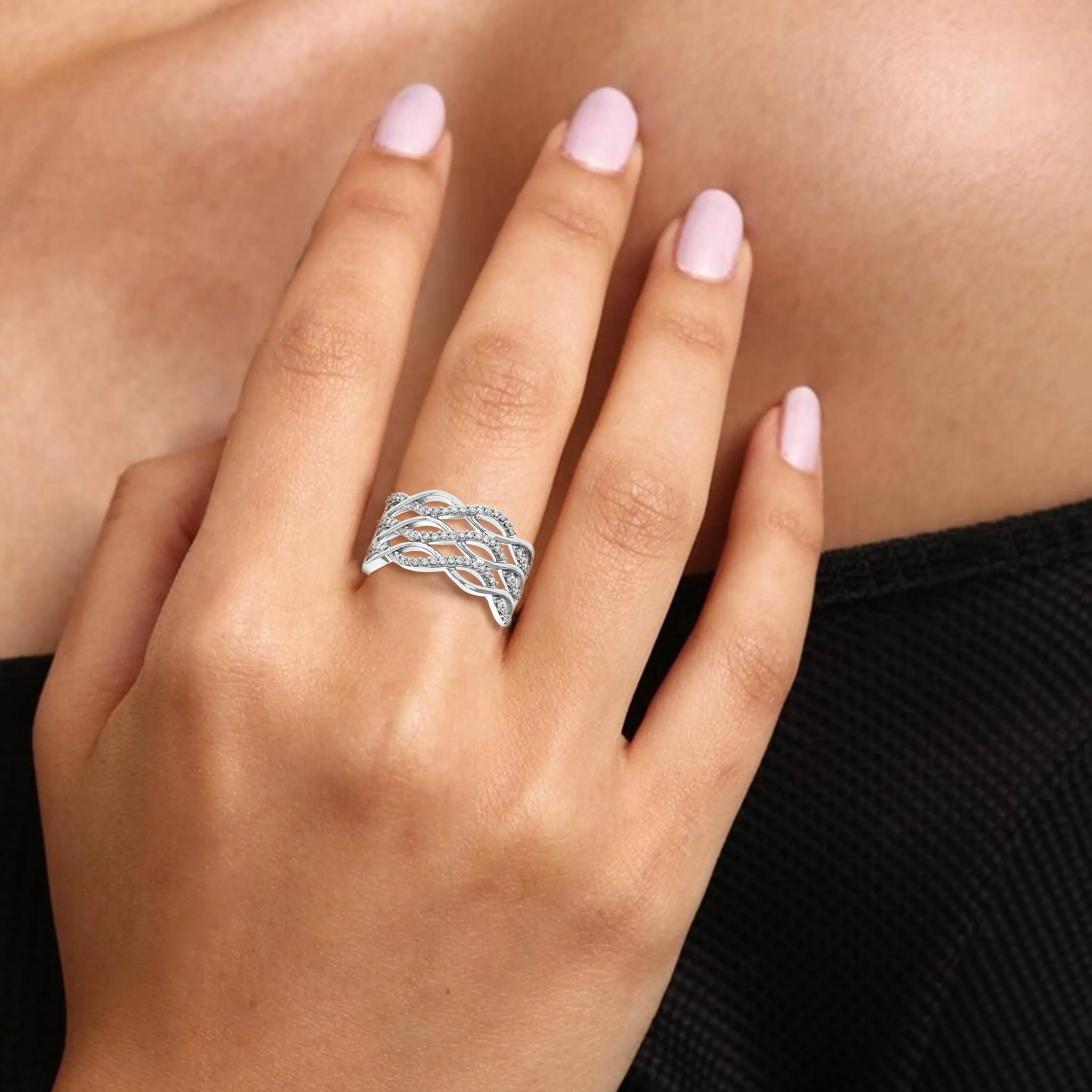 1/4 cttw Lab Grown Diamond Infinity Wedding Band Sterling Silver
