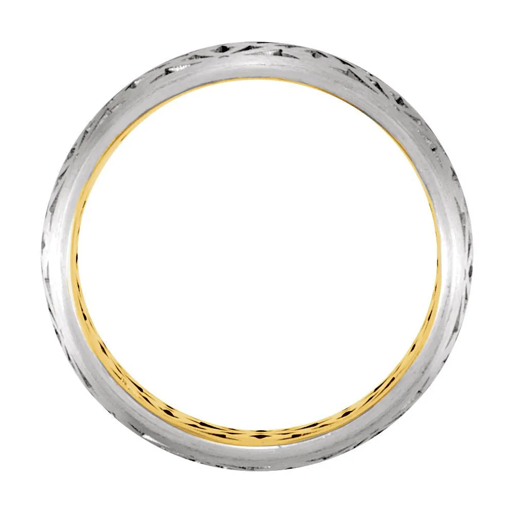 14K White & Yellow Gold 8mm Laser Pierced Band Size 9.5