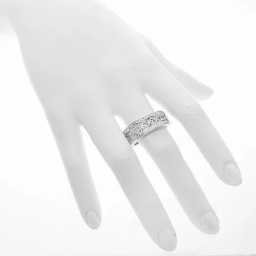 14K White Solid Gold Mens Diamond Wedding Ring Band 1 Ctw
