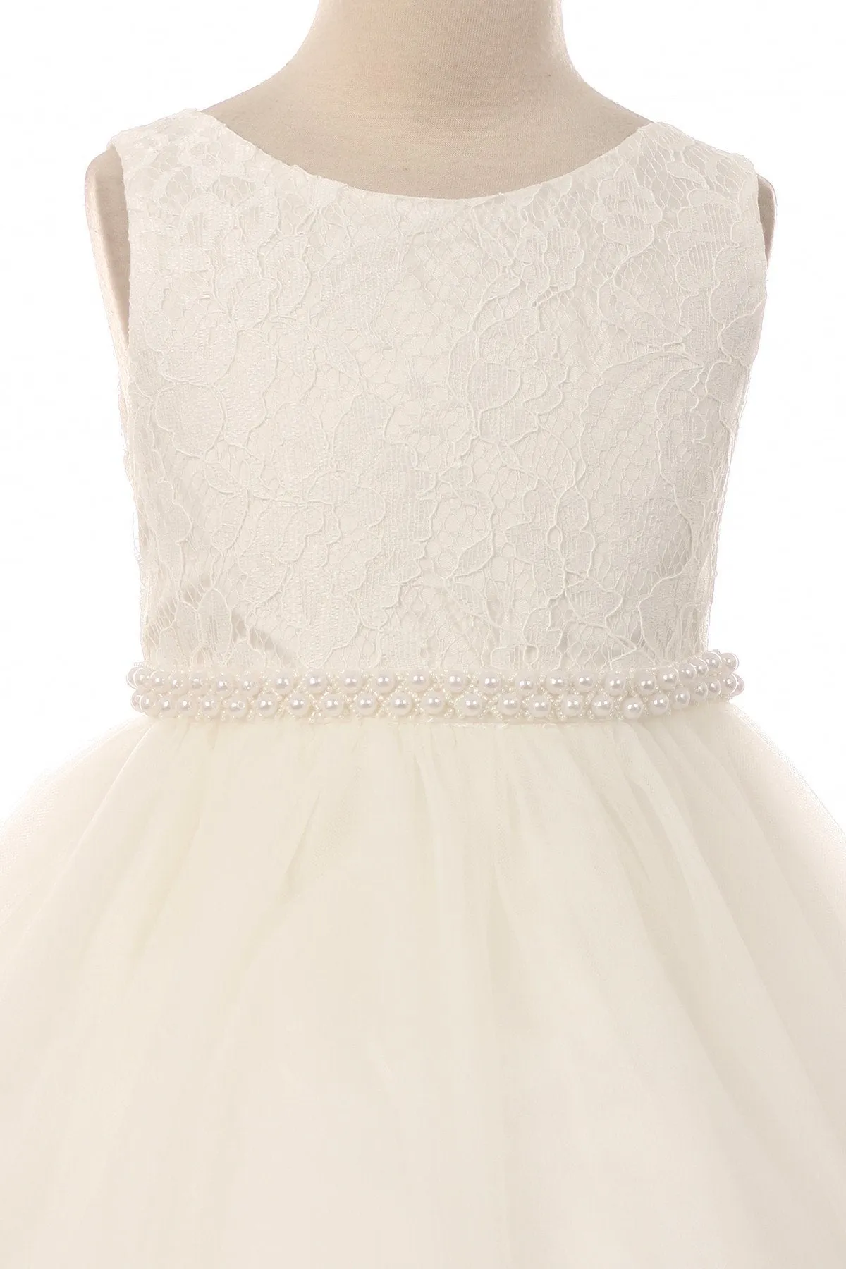 456C Lace Dress w/Thick Pearl Trim