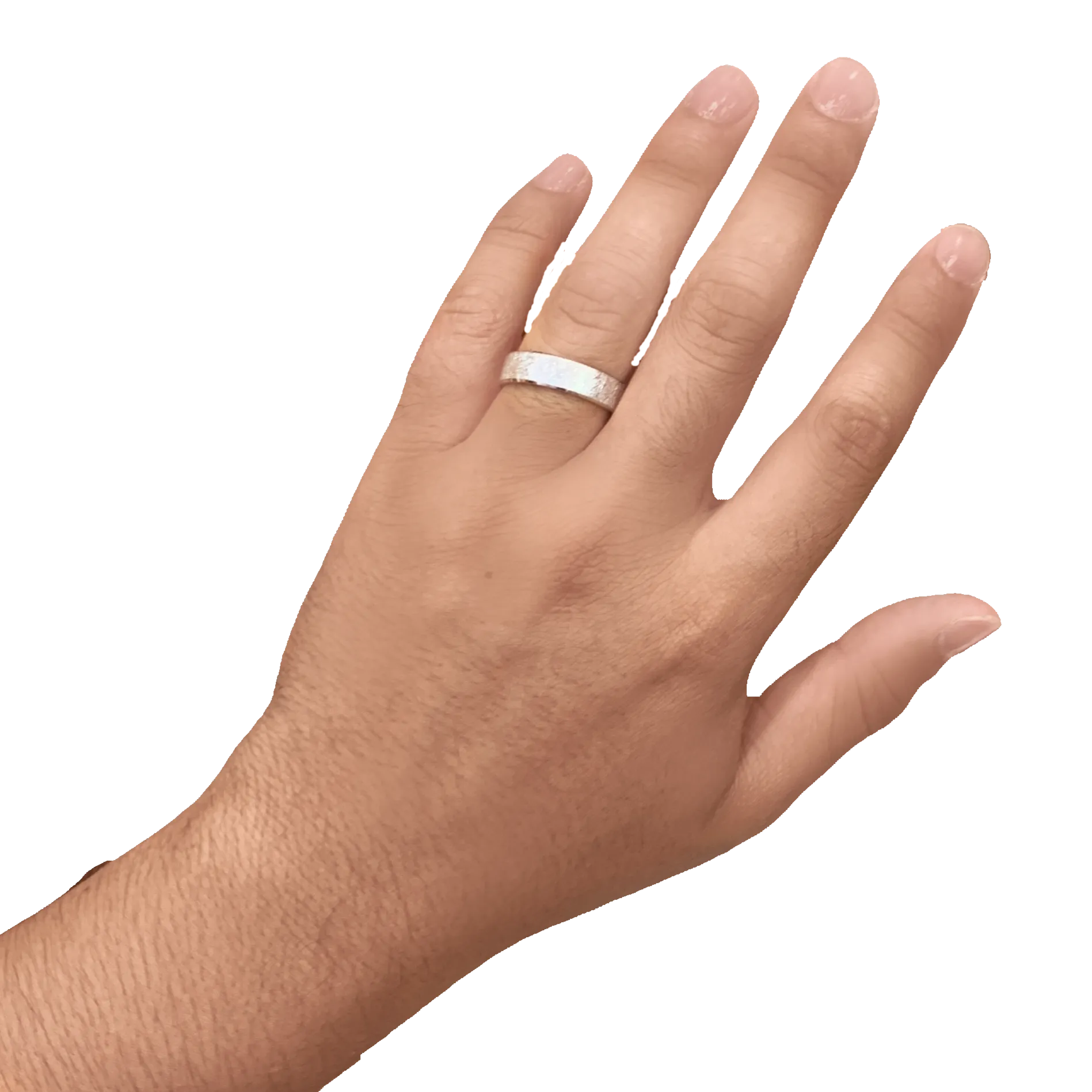 6MM White Gold Carved Scratched Wedding Band