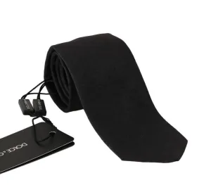 Black Silk Patterned Classic Tie