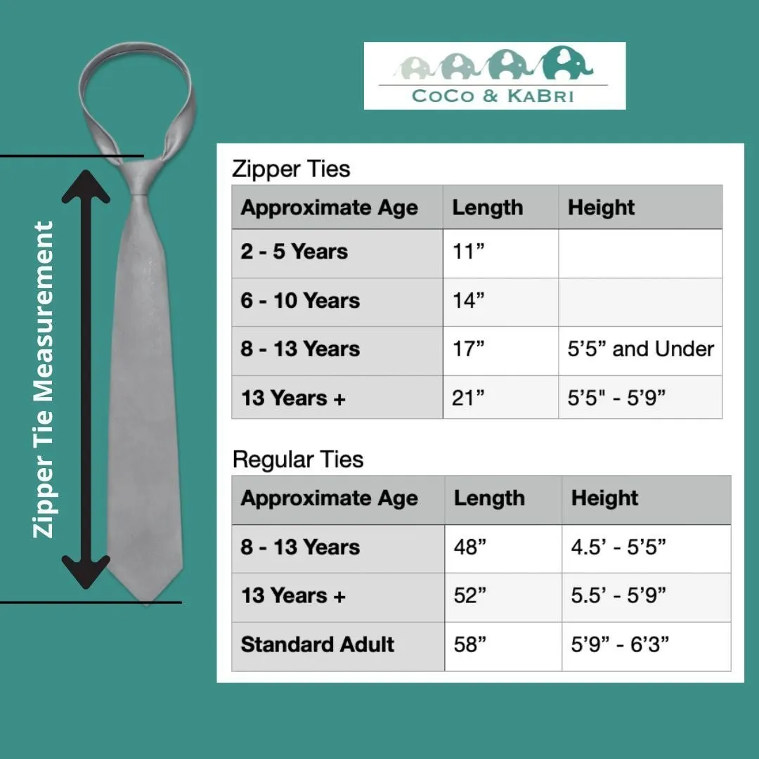 Boys Zipper Tie- Gray Paisley 14"