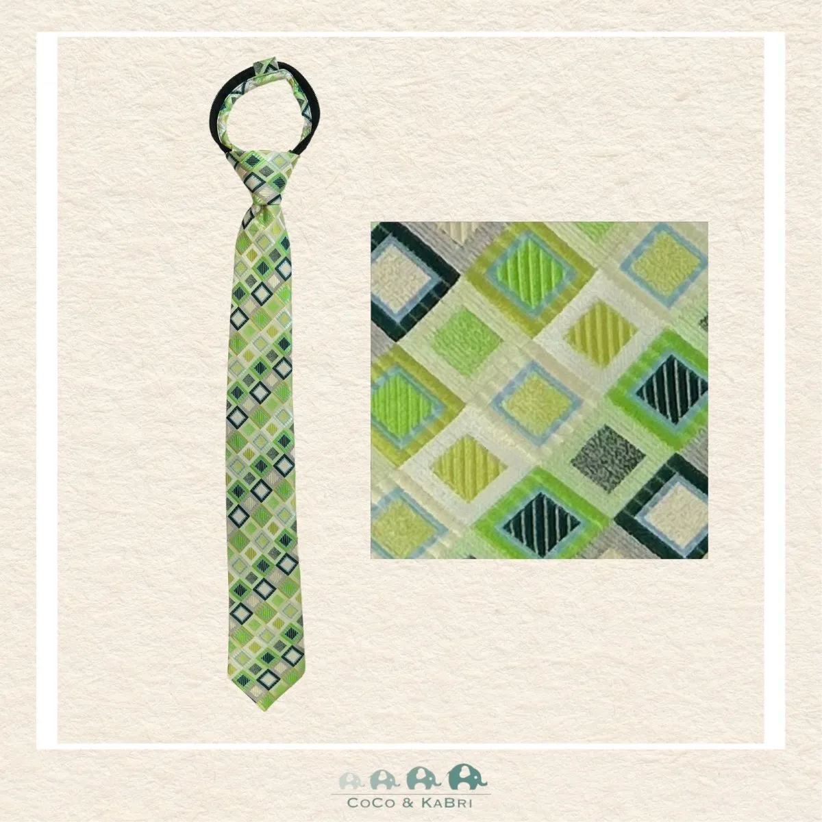 Boys Zipper Tie - Green 14"