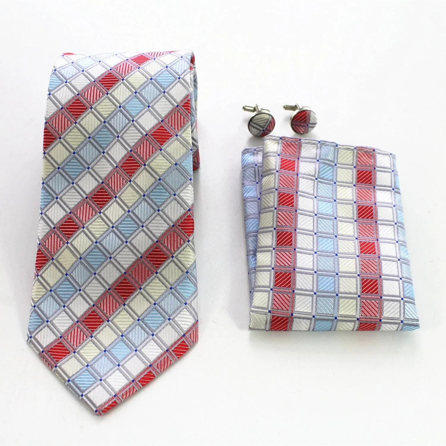 Celino Turkish Woven Silk Necktie Set with Cufflinks & Handkerchief for Men