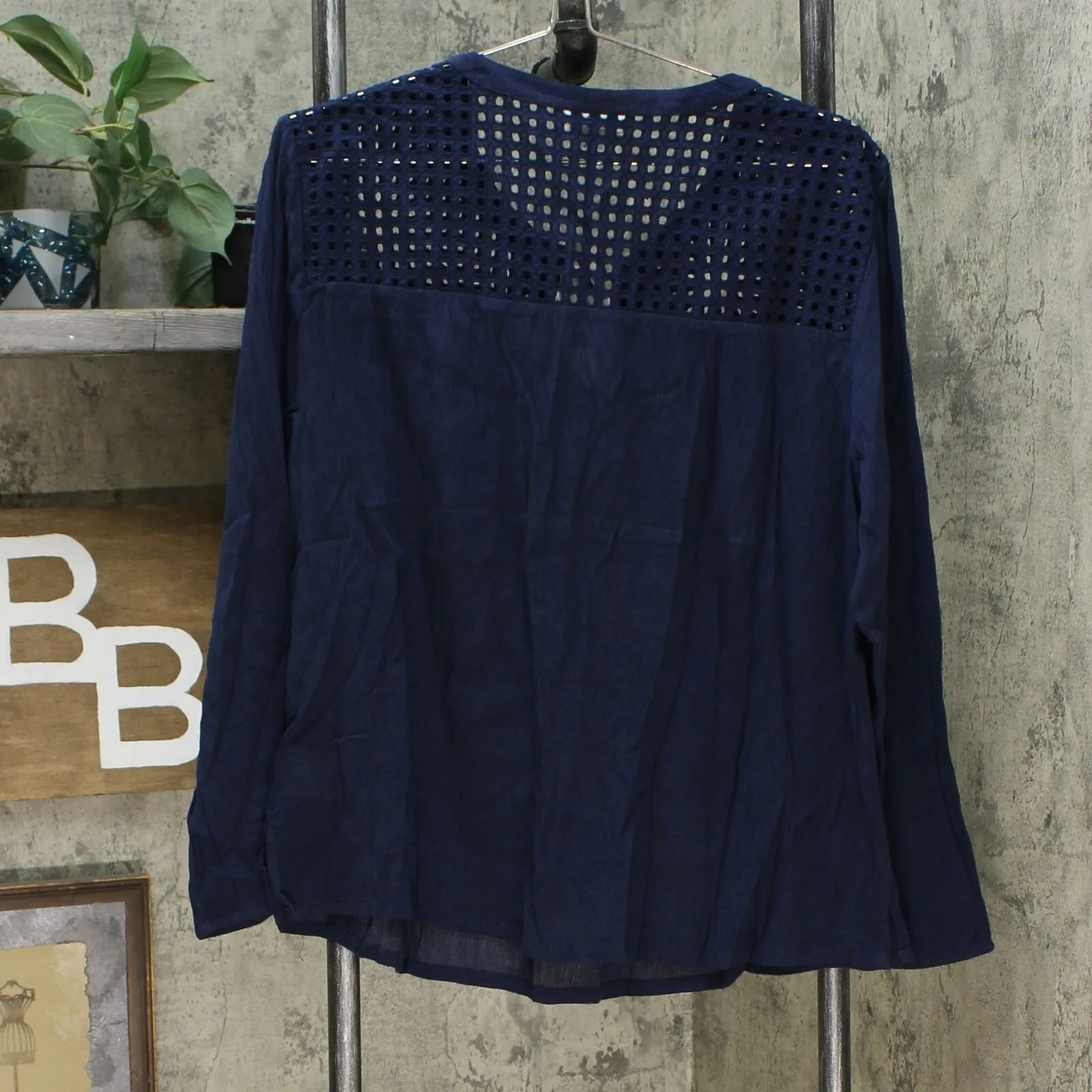 Charter Club Women's Tassel Tie Eyelet Yoke Top