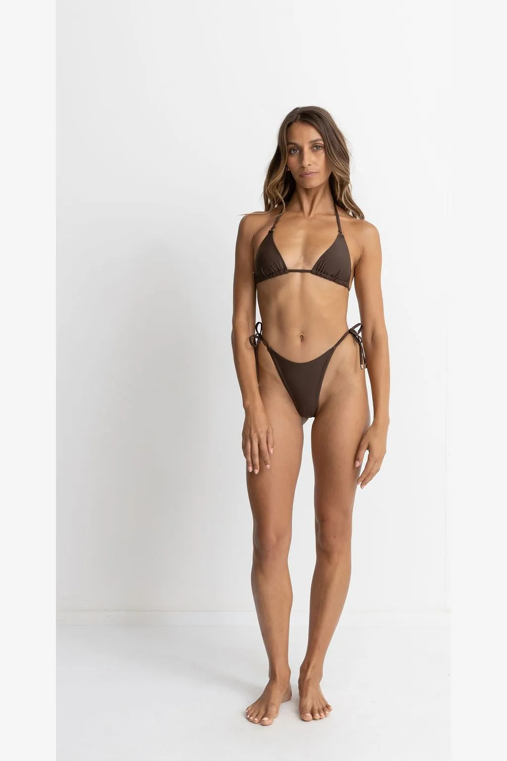 CLASSIC TIE SIDE HI CUT PANT - CHOCOLATE