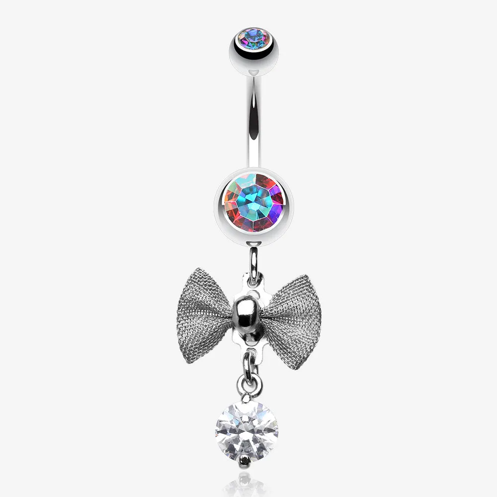 Dainty Bow Gem Sparkle Belly Ring