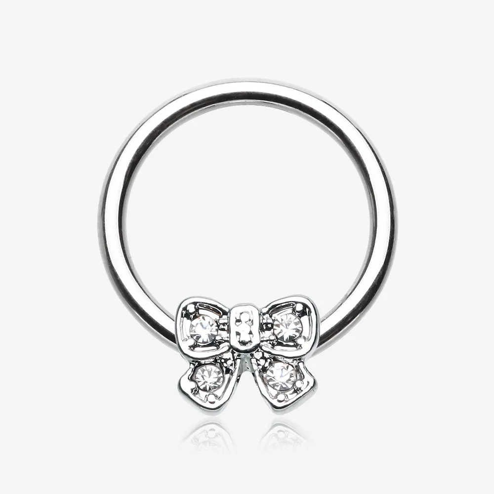 Dainty Bow-Tie Sparkle Captive Bead Ring