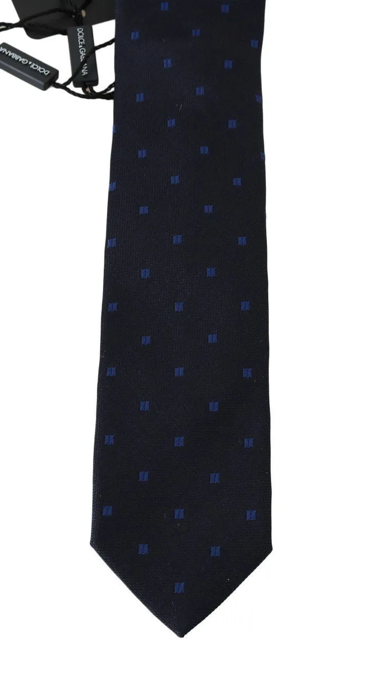 Dark Blue Silk Patterned Classic Tie
