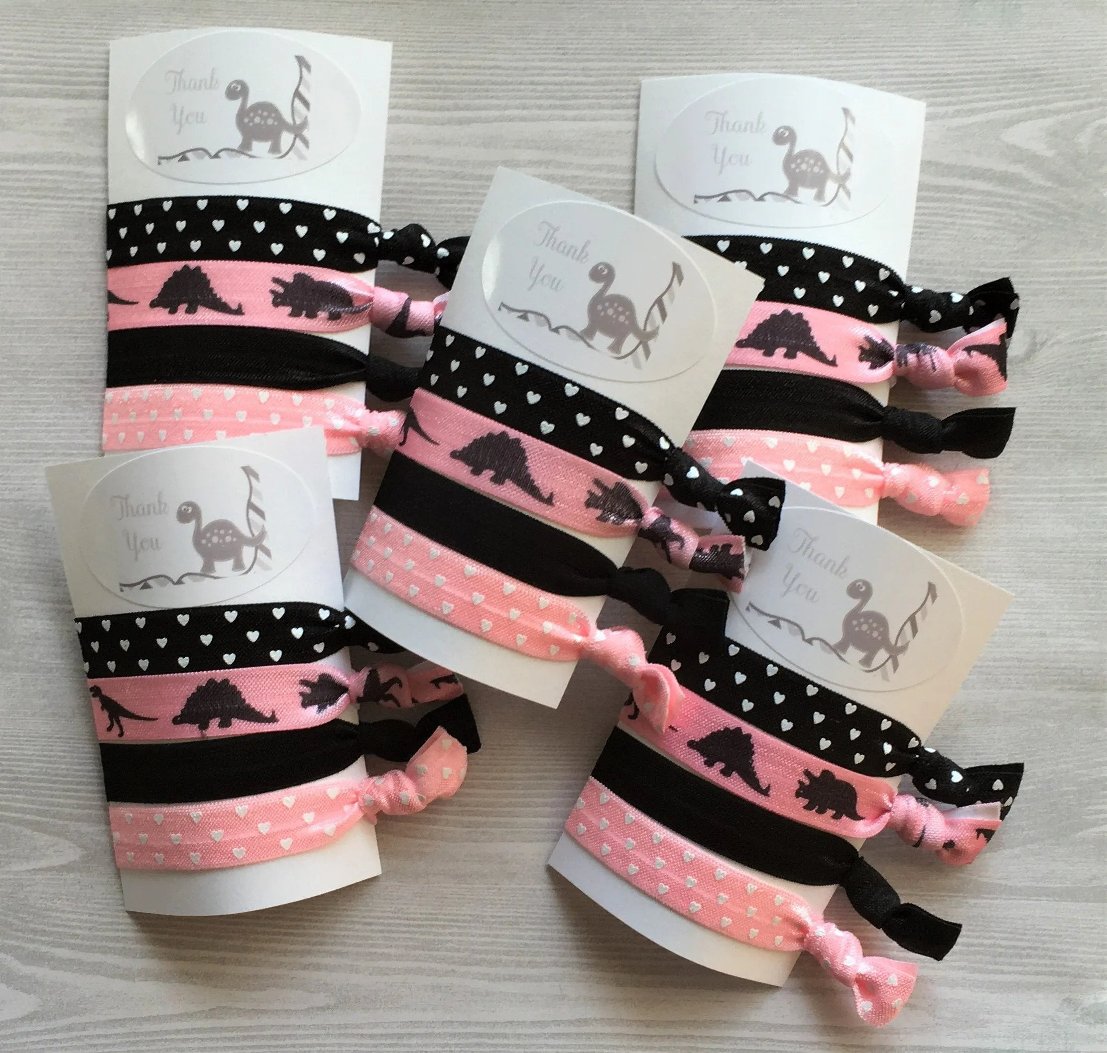 Dinosaur Hair Ties, Set of 5 Cards