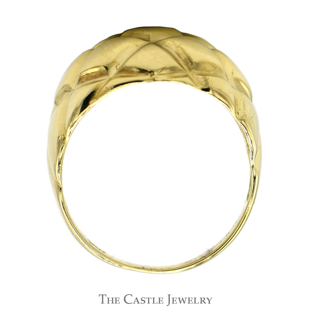 Dome Ring With Pattern In 10KT Yellow Gold