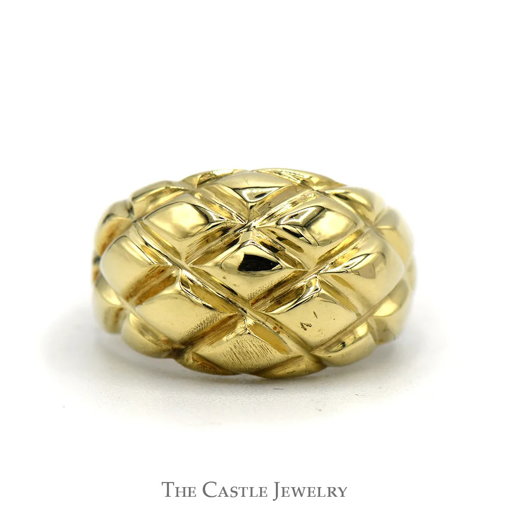 Dome Ring With Pattern In 10KT Yellow Gold