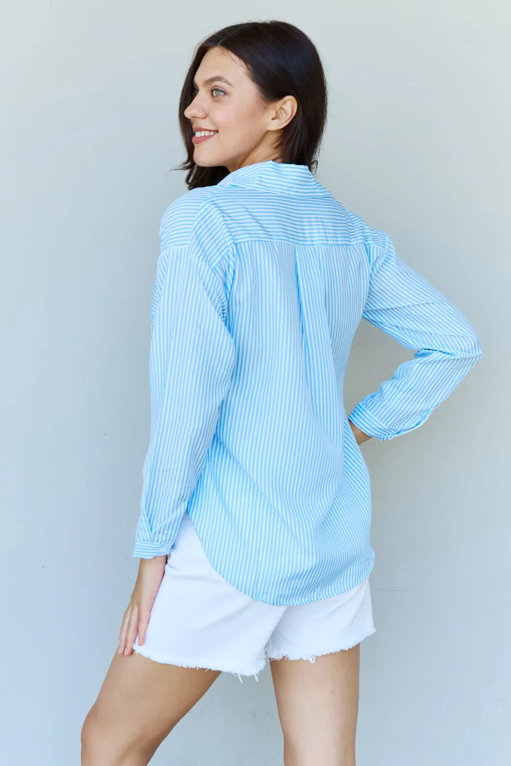 Doublju She Means Business Striped Button Down Shirt