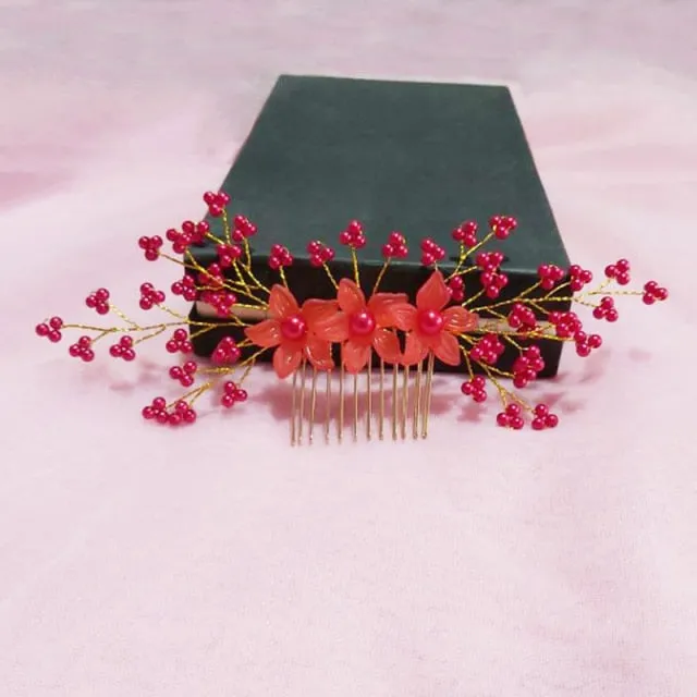 Elegant Bridal Hair Accessory Made With Faux Crystal And Pearls