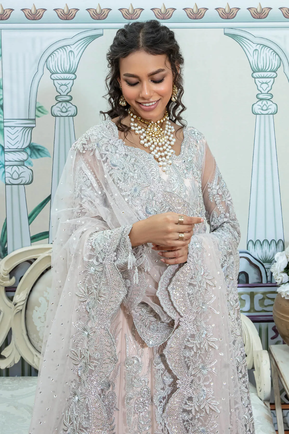 Elegant Pakistani Wedding Dress in Pishwas Frock Style