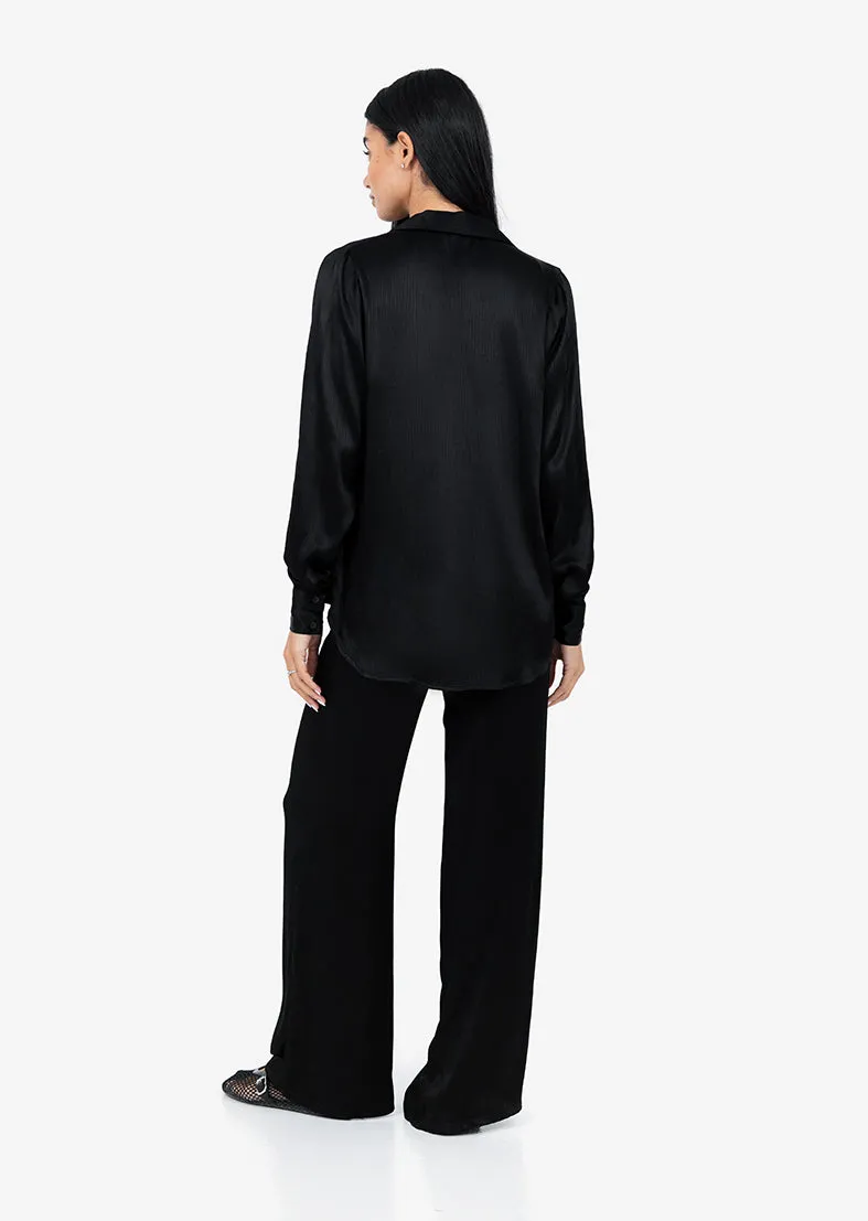 Embody Plisse Trouser Shiny Black