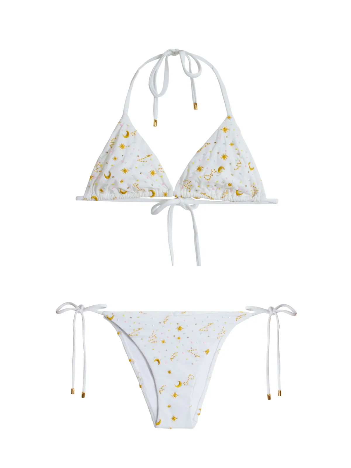 Embroidered Tri-Embroidered Tie Bikini