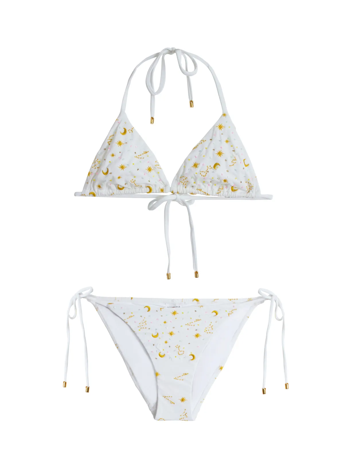 Embroidered Tri-Embroidered Tie Bikini