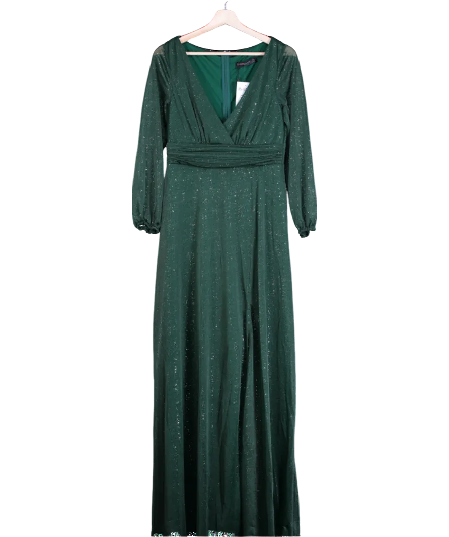 Ever Pretty Green V-neck Shiny Evening Dress UK 12