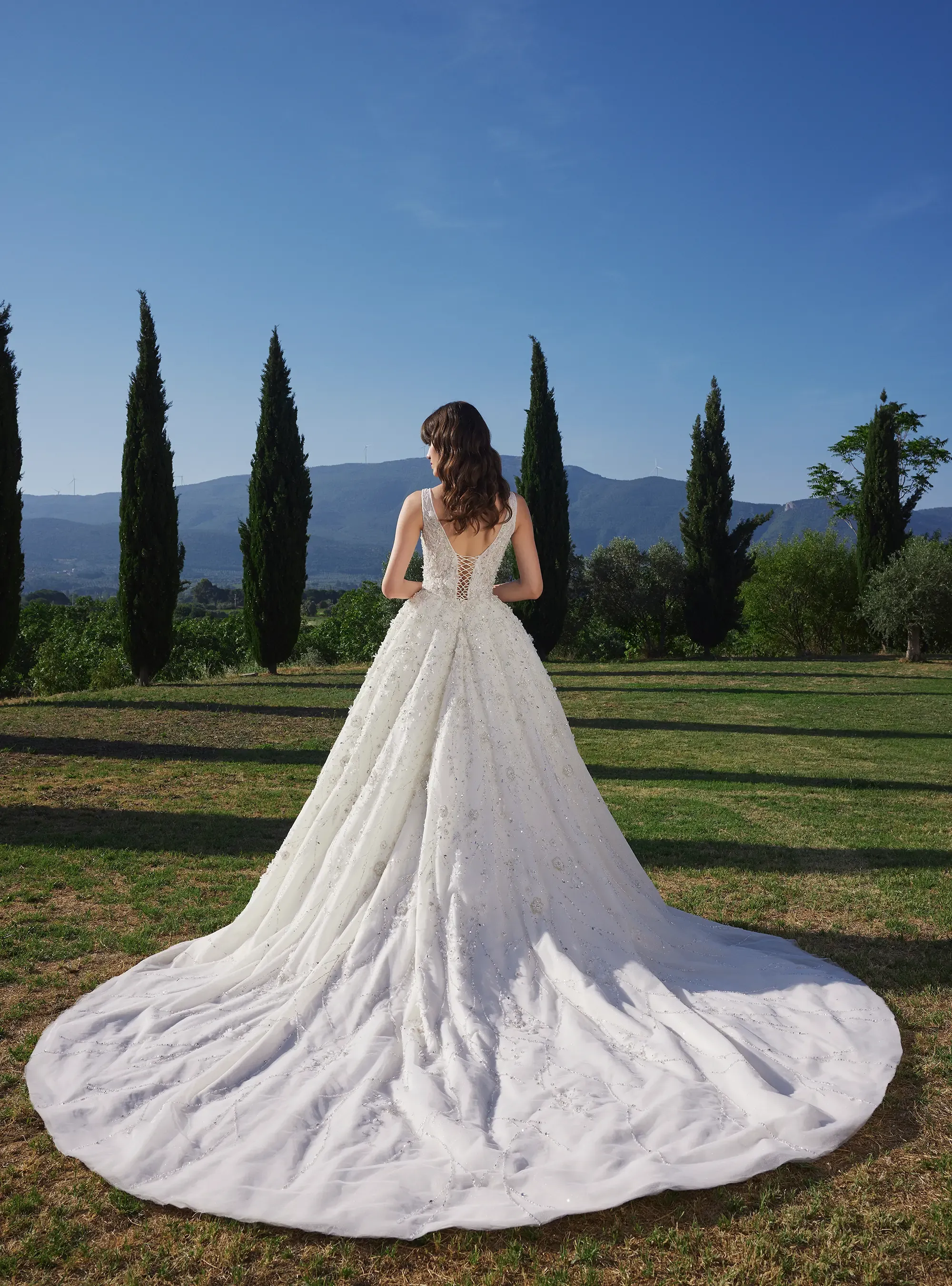 Fairy style Elegant Bridal Gown Enchanted Floral Ball Gown Dress