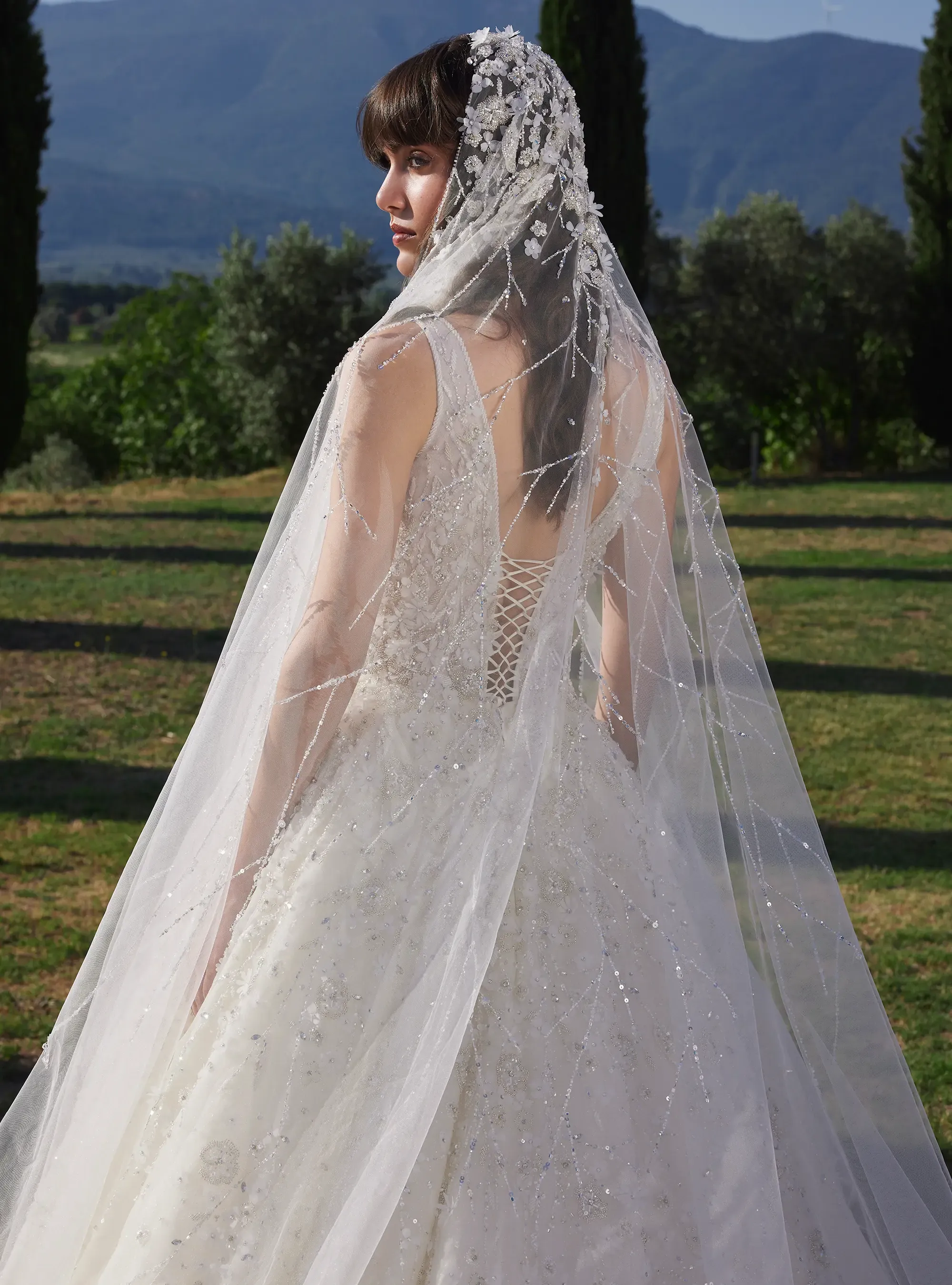 Fairy style Elegant Bridal Gown Enchanted Floral Ball Gown Dress