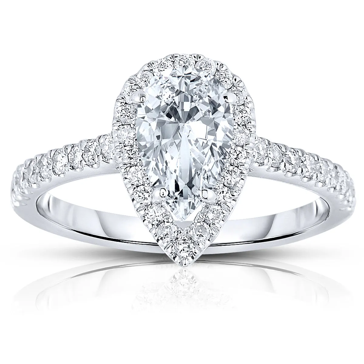 Fink's Exclusive Platinum Pear Shape Diamond Halo Engagement Ring