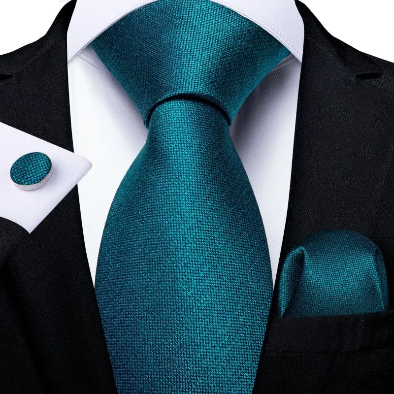 Gift Men Tie Teal Green Paisley Novelty Design Silk Wedding Tie for Men Handky cufflink Tie Set DiBanGu Party Business Fashion