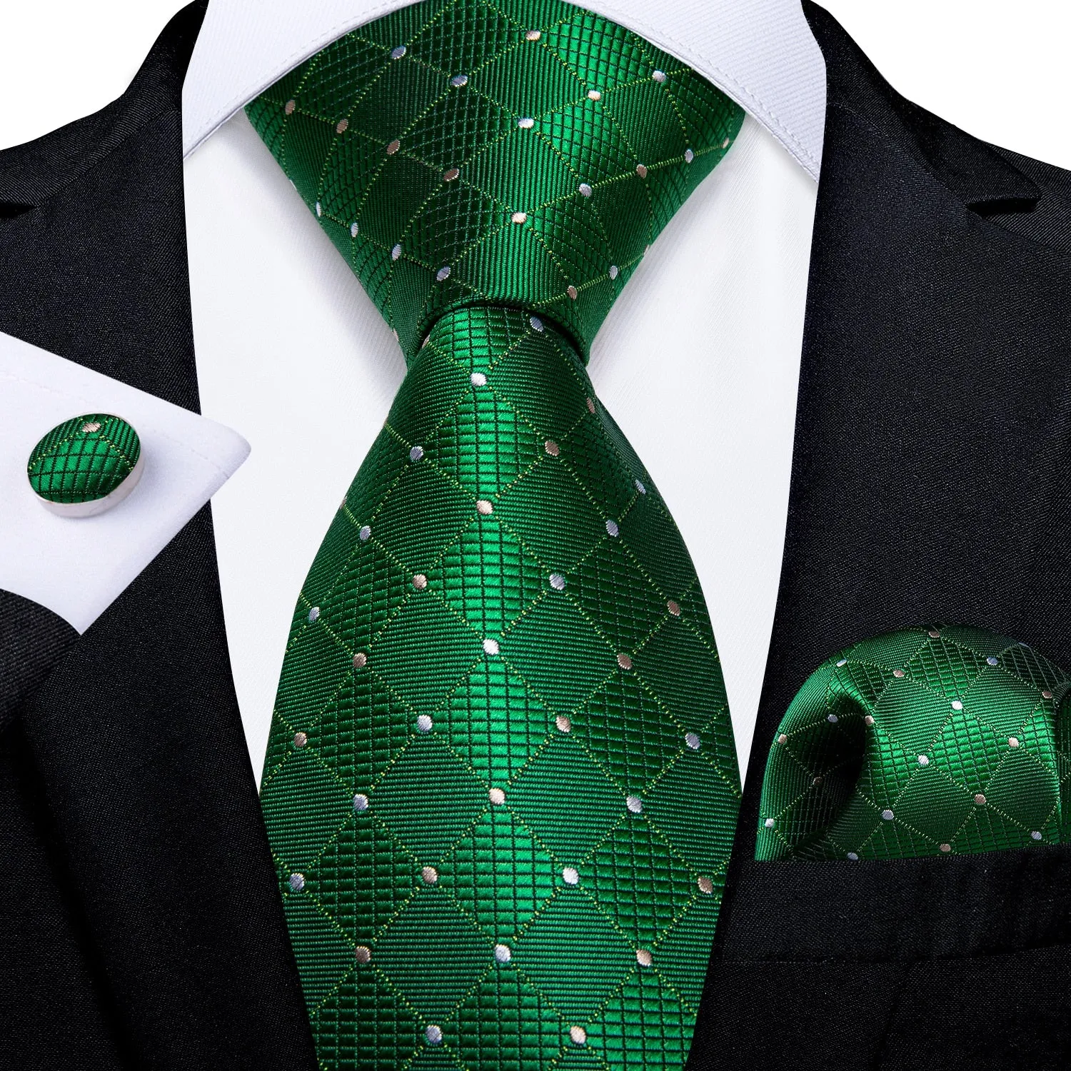 Gift Men Tie Teal Green Paisley Novelty Design Silk Wedding Tie for Men Handky cufflink Tie Set DiBanGu Party Business Fashion
