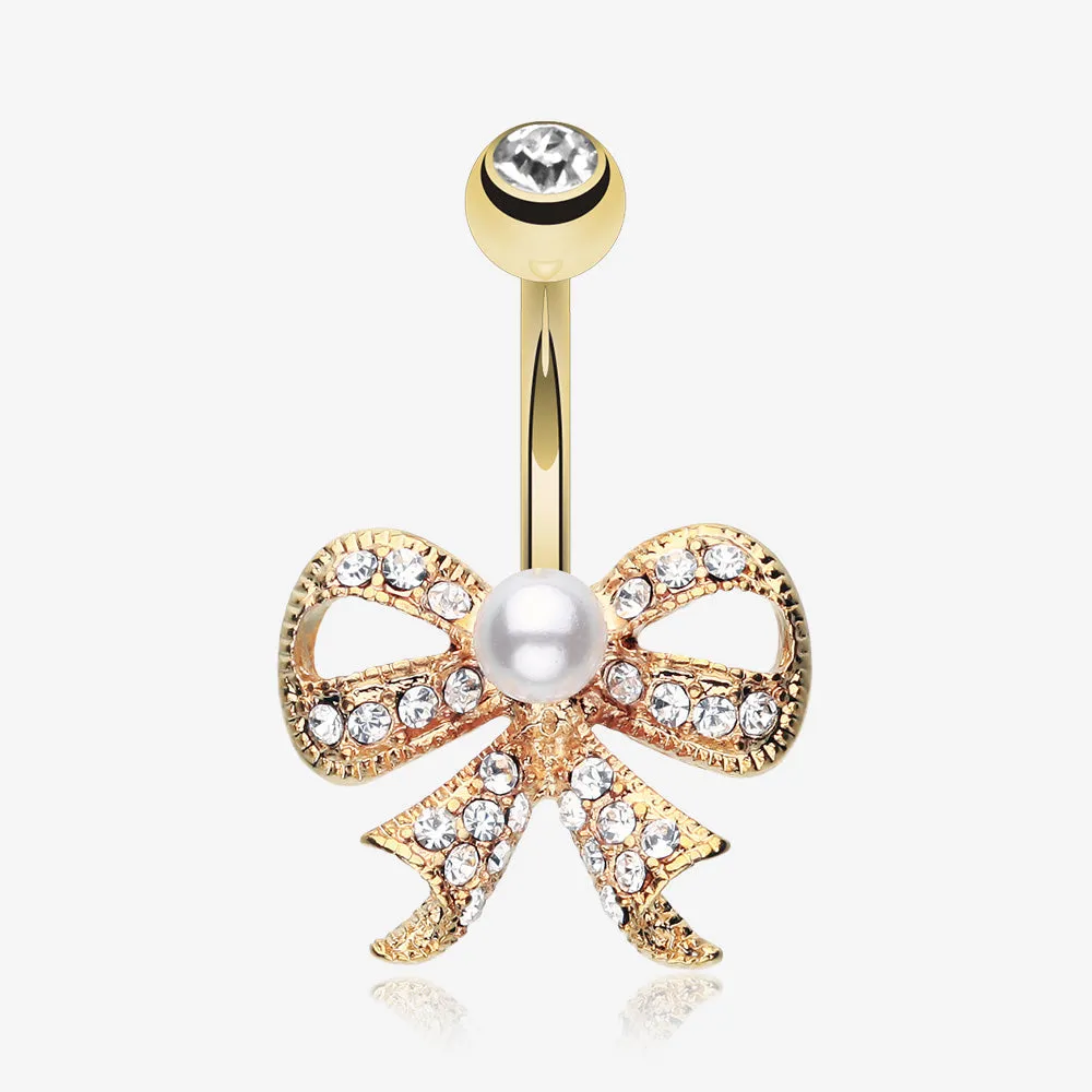 Golden Bow-Tie Splendid Belly Button Ring