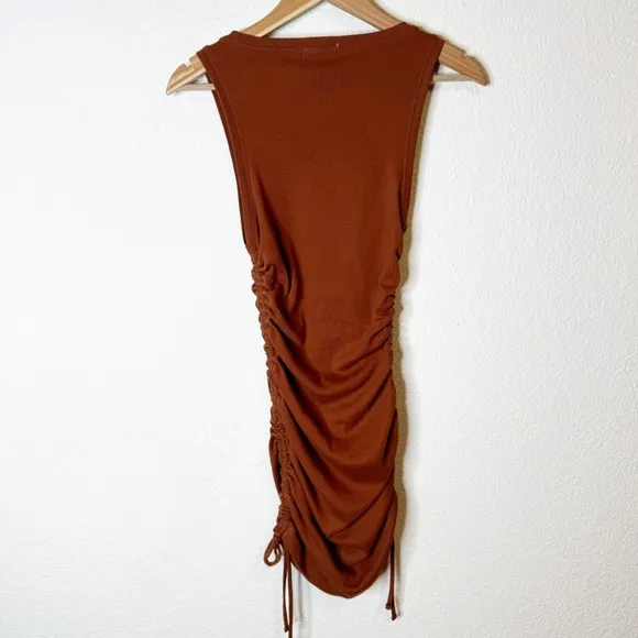 Good American Ruched Mini Dress in Brown Tortoise Shell Size 1 or Small