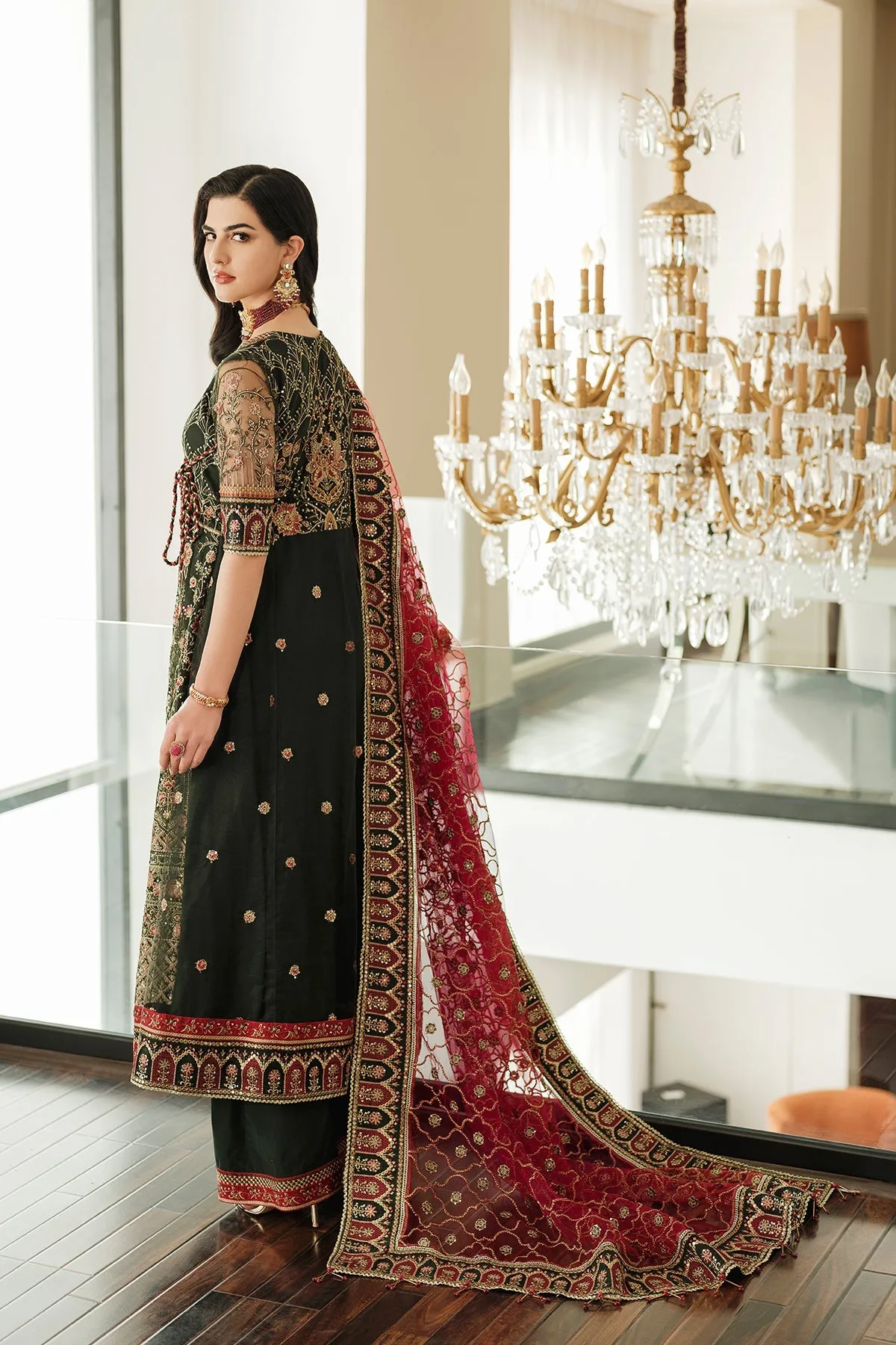 Heavily Embellished Green Pakistani Lehenga Choli Wedding Dress