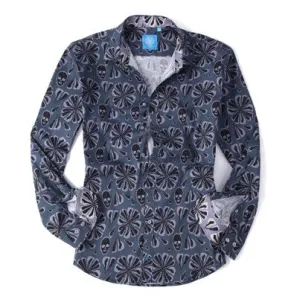 Herman & Murray Navy Floral Printed Long Sleeve Casual Shirt