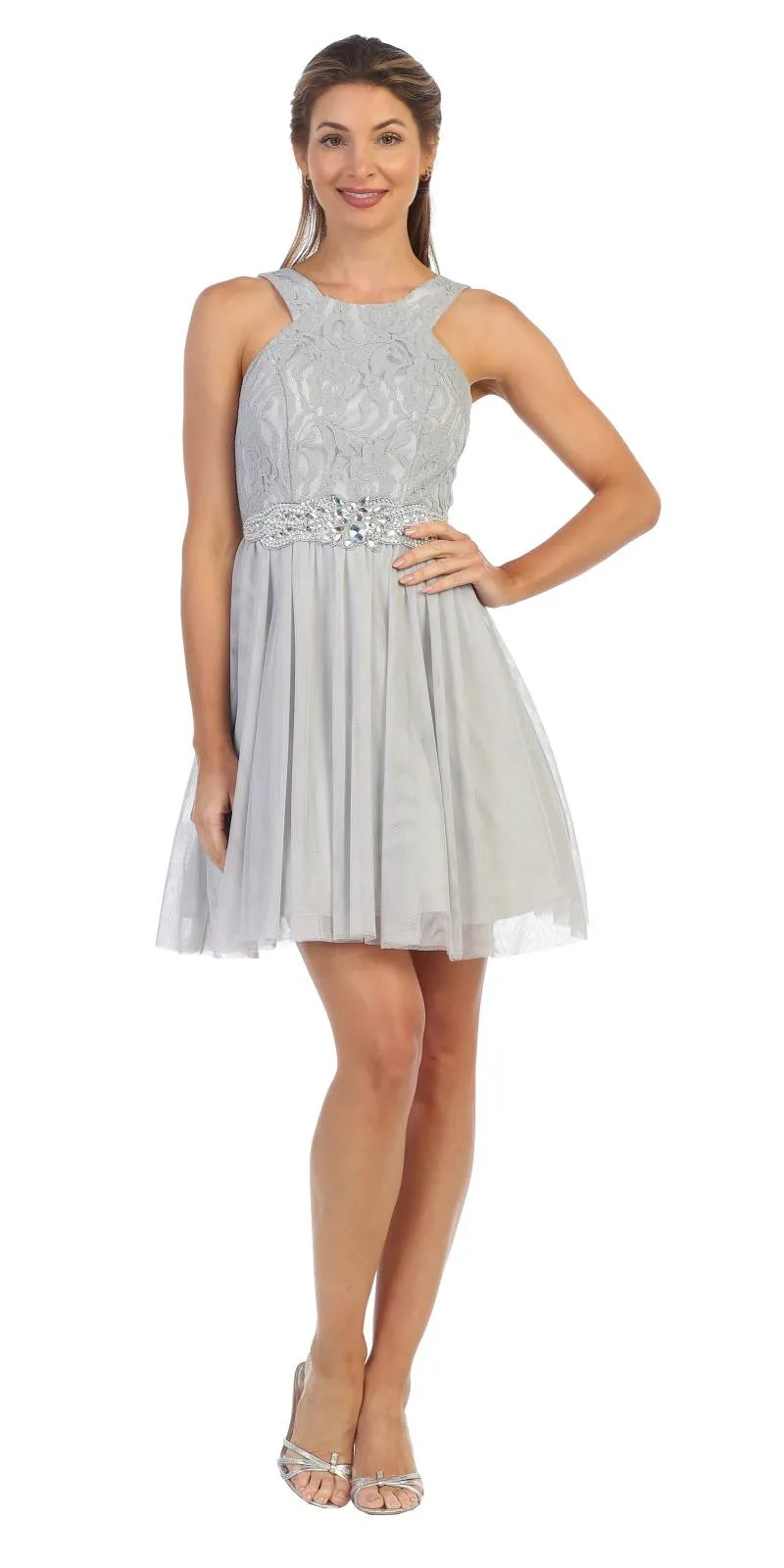 Juno 1079 Homecoming Short Dress Embellished Waist