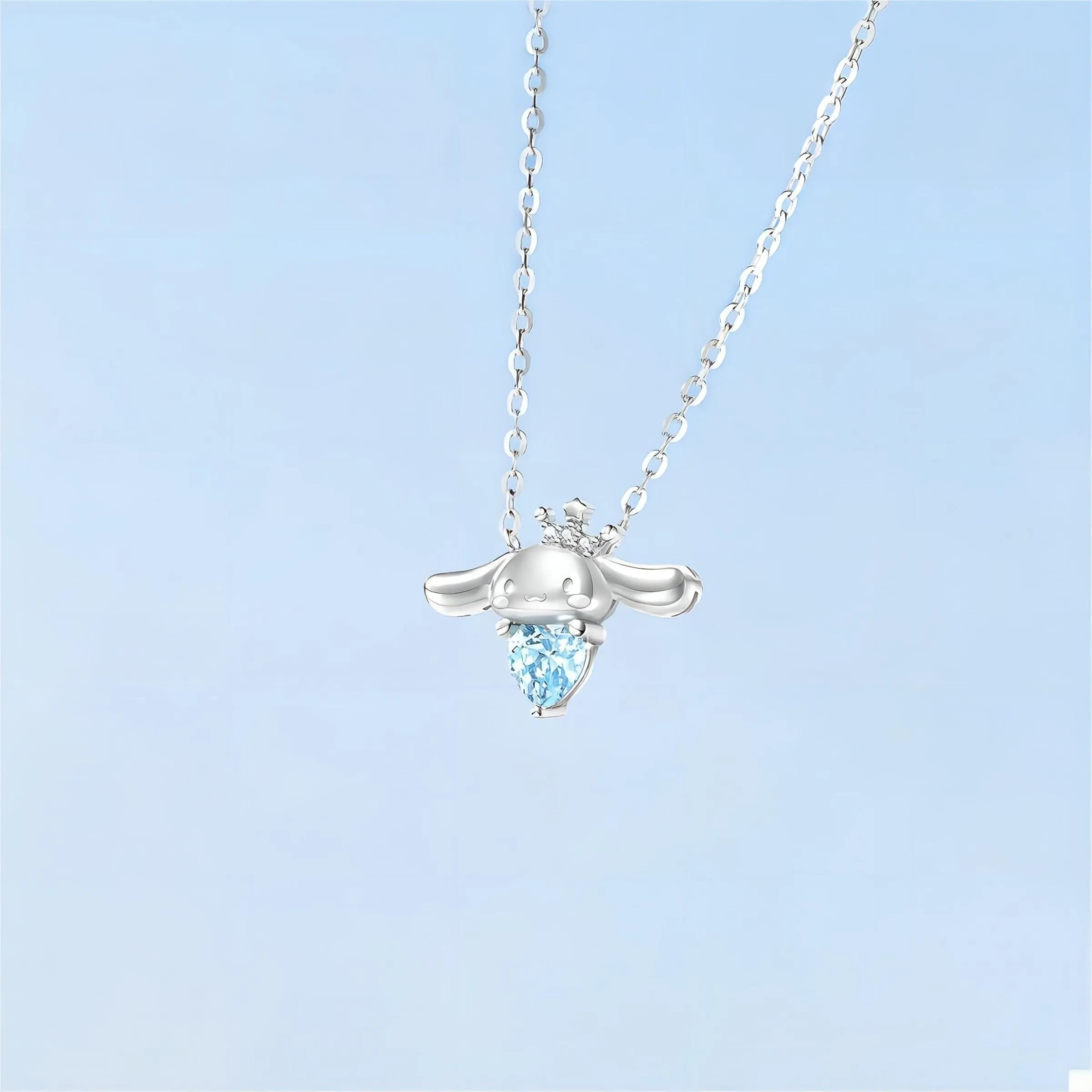 Kawaii Sanrio Cinnamoroll Crown Heart Necklace