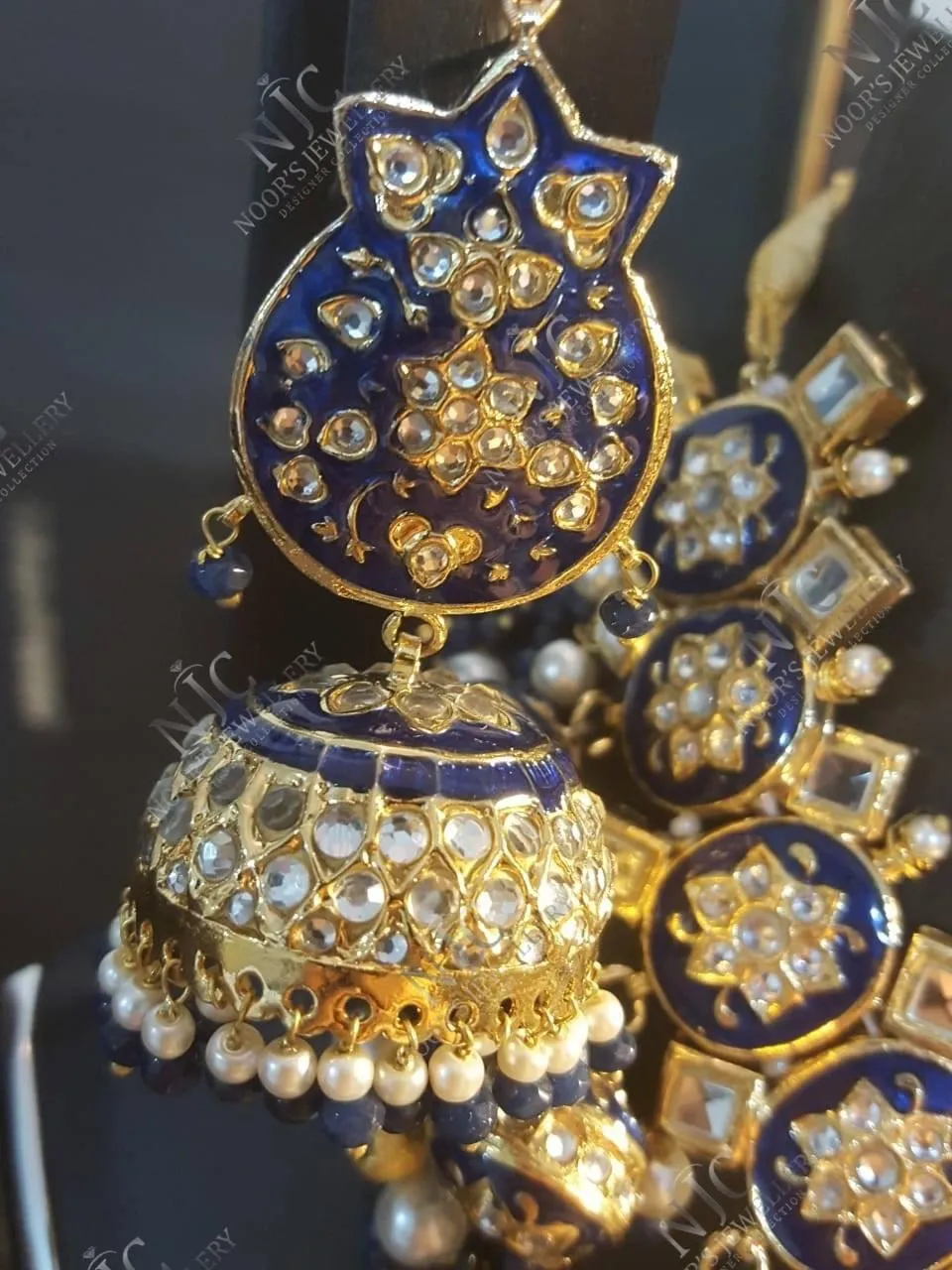 Kundan Blue Necklace and Mala Jewellery Set  # J4101