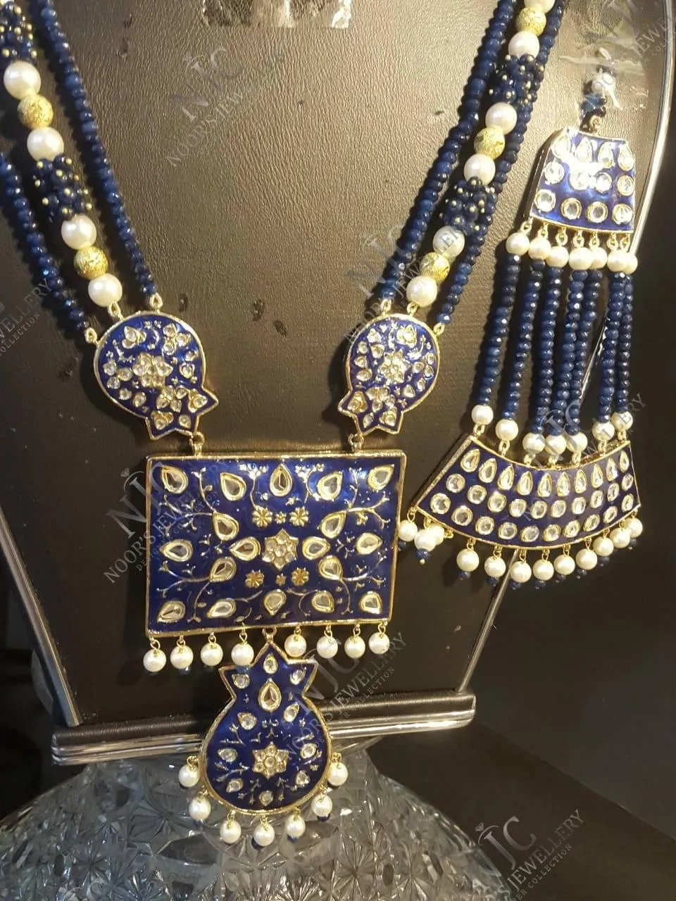 Kundan Blue Necklace and Mala Jewellery Set  # J4101