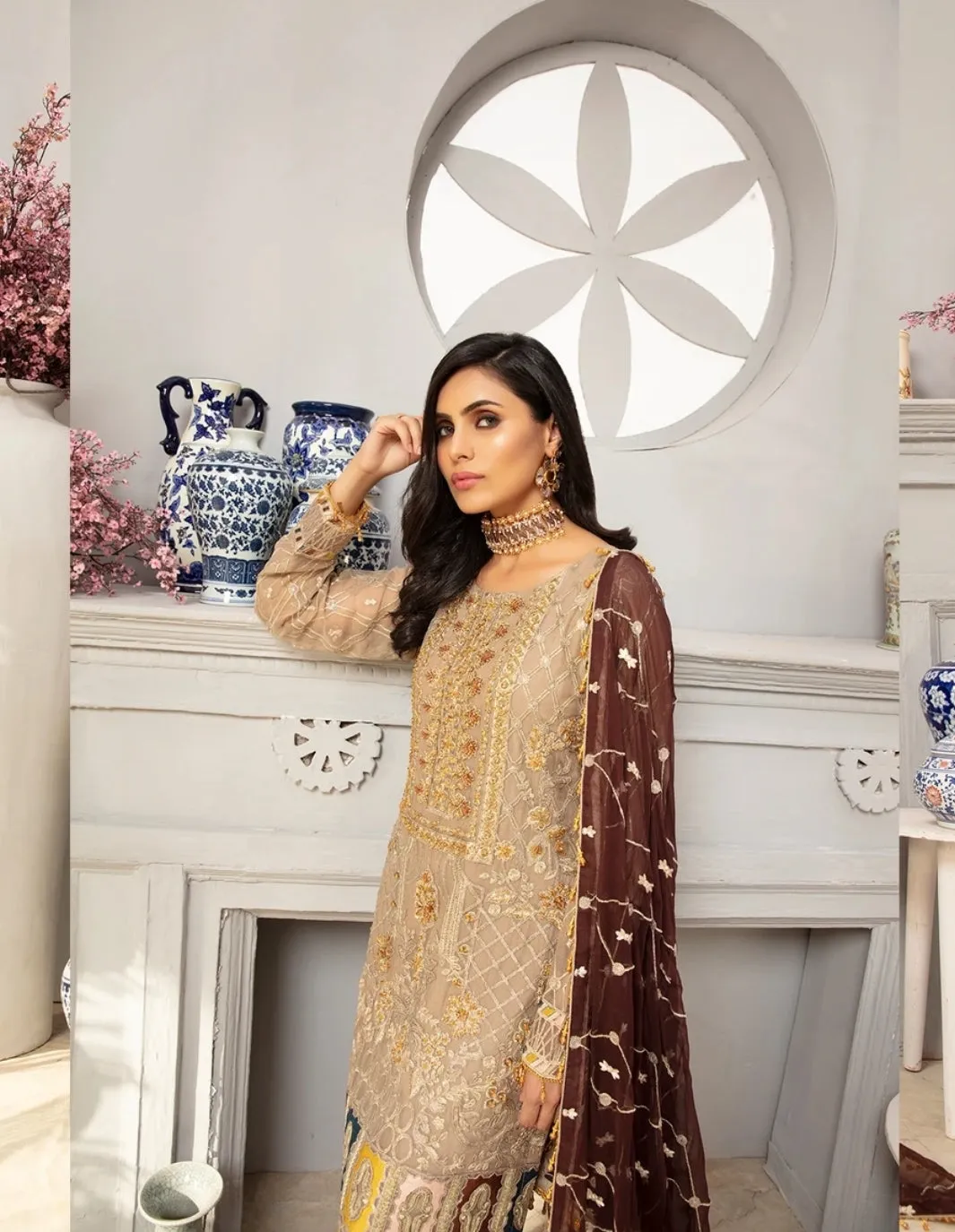 Latest Pakistani Chiffon Suit In Decent Combination # C2077