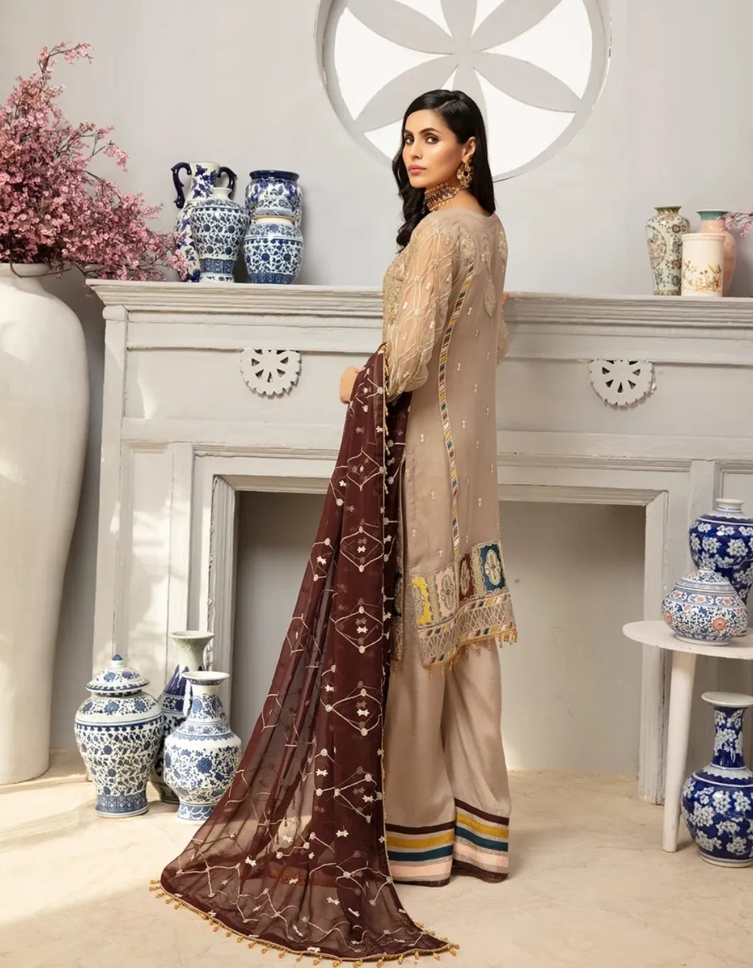 Latest Pakistani Chiffon Suit In Decent Combination # C2077