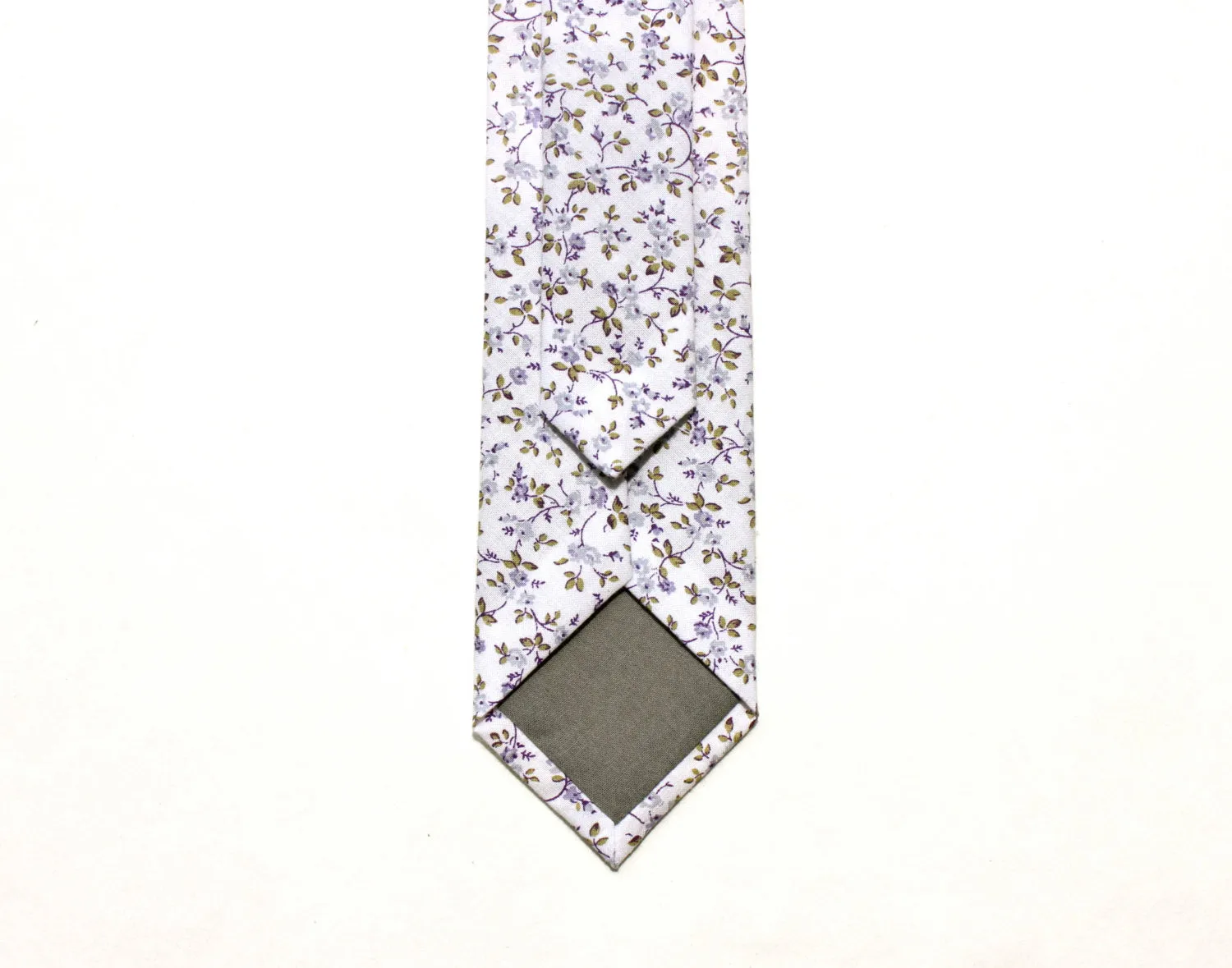 Lavender & Olive Floral Skinny Tie