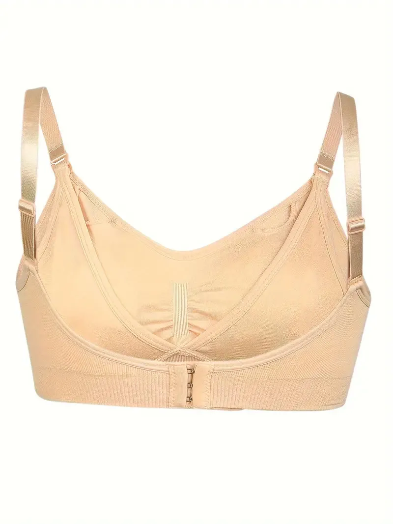 NEW Nursing Bra Without Steel Ring & Single-handed Buckles &Front Opening Buckles, No Sense Of Restraint Bra, Pregnant Women's Underwear With Plus Size Options, Light Beige, Sz M - Retails $73