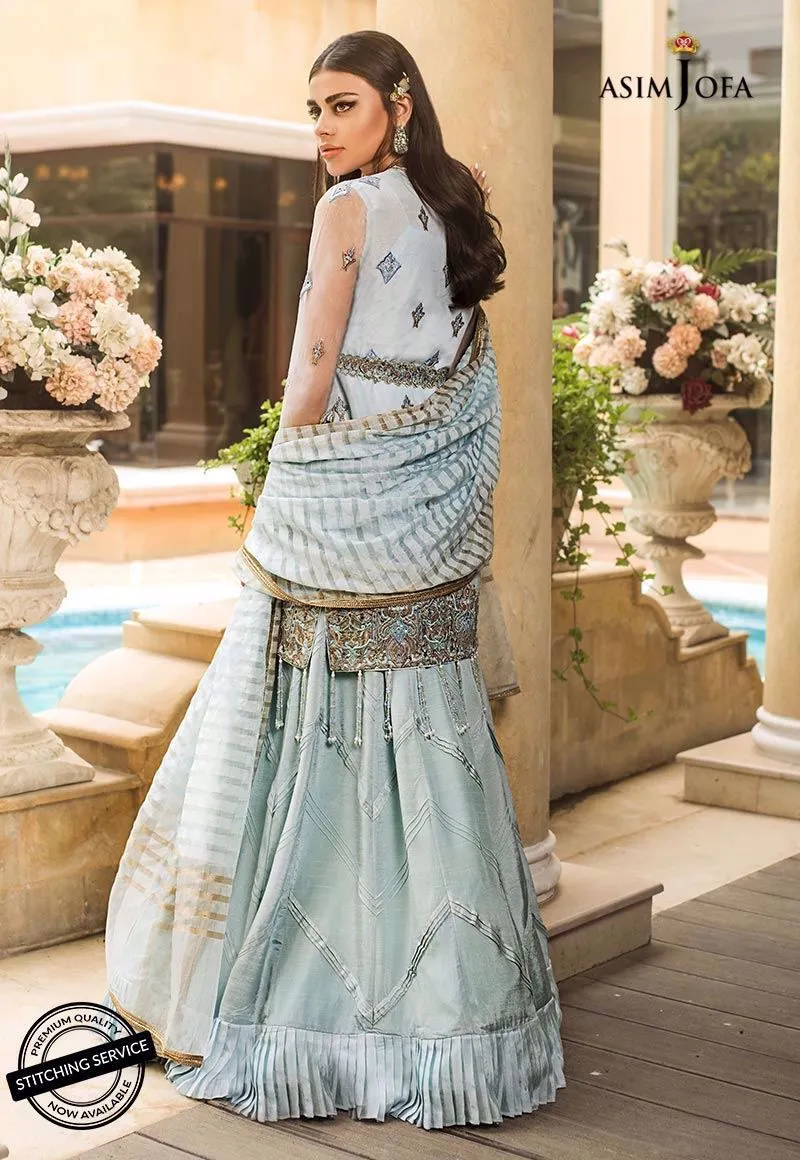 Pakistani party wear dress in tranquil blue color # P2208
