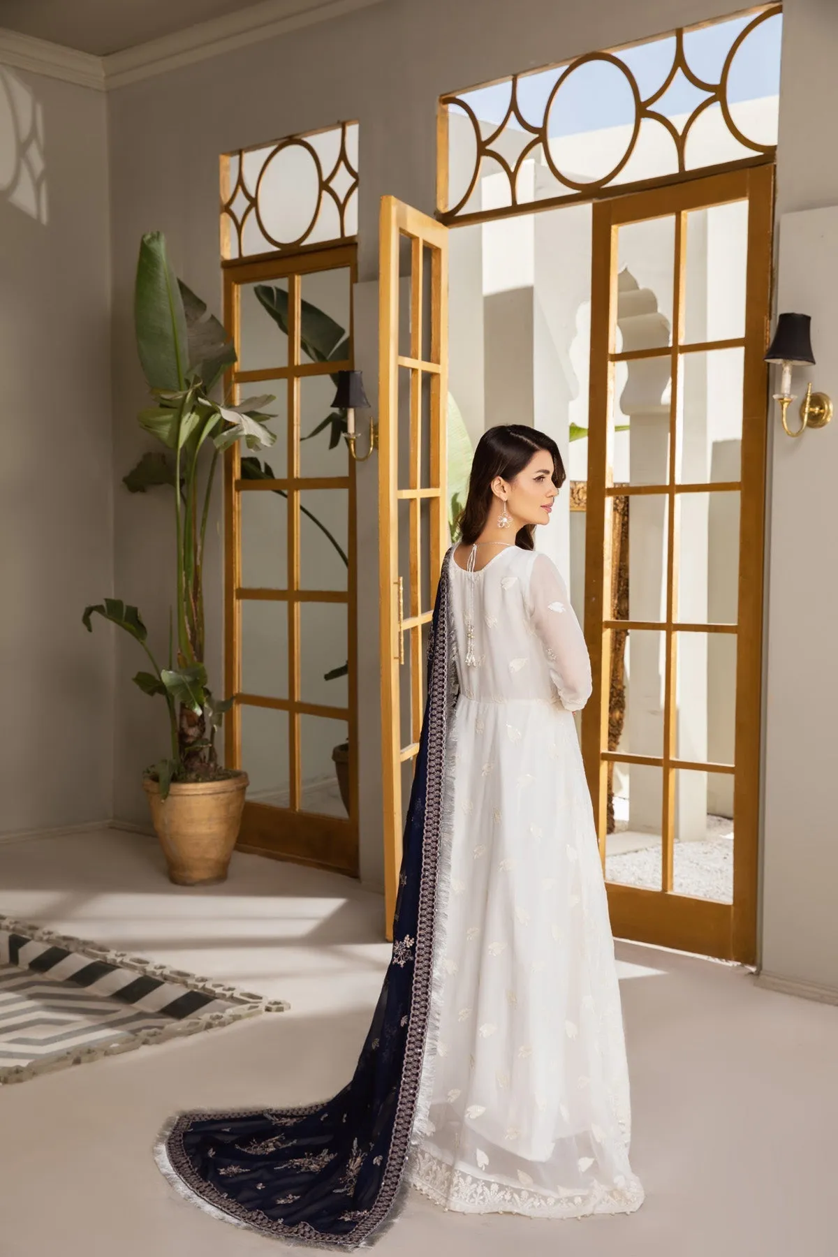 Pakistani Salwar Kameez Embroidered Dupatta in White Shade